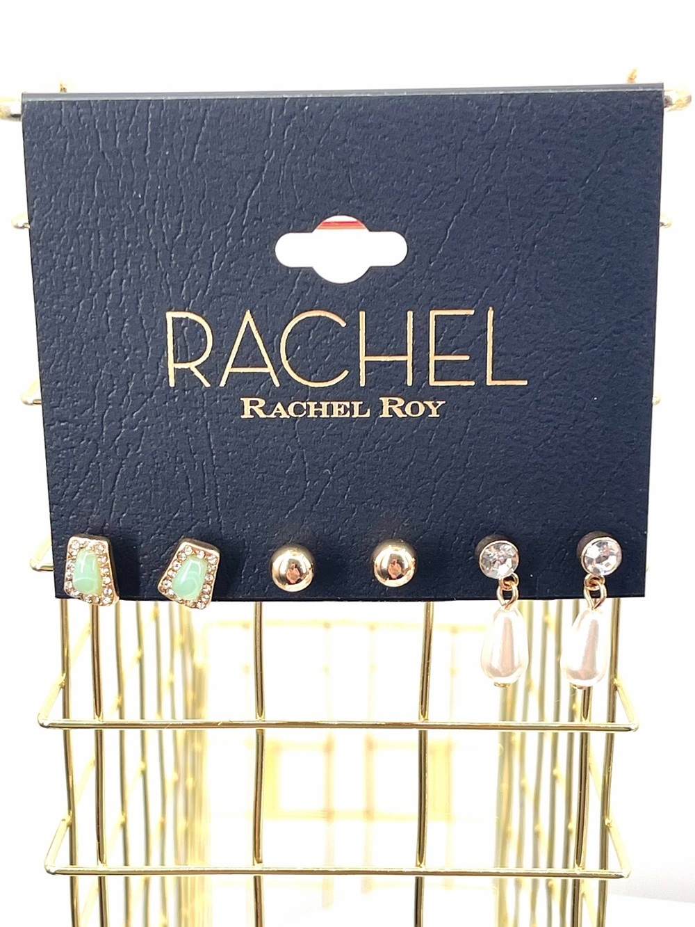Rachel Rachel Roy nwt 3 pair stud gold tone green pearl dangle set earrings